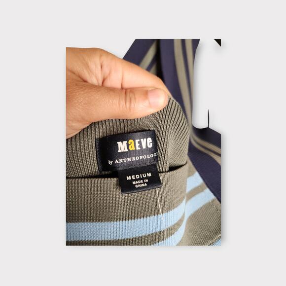 NEW Maeve Womens Sporty Stripe Mini Dress Blue Green M Bodycon Y2K Retro Glam - Picture 4 of 13